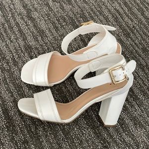 White w/ Gold Buckle Heels